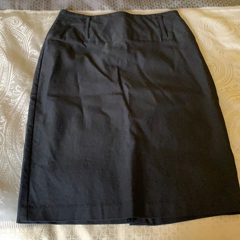 Black high waisted pencil skirt with zipper.